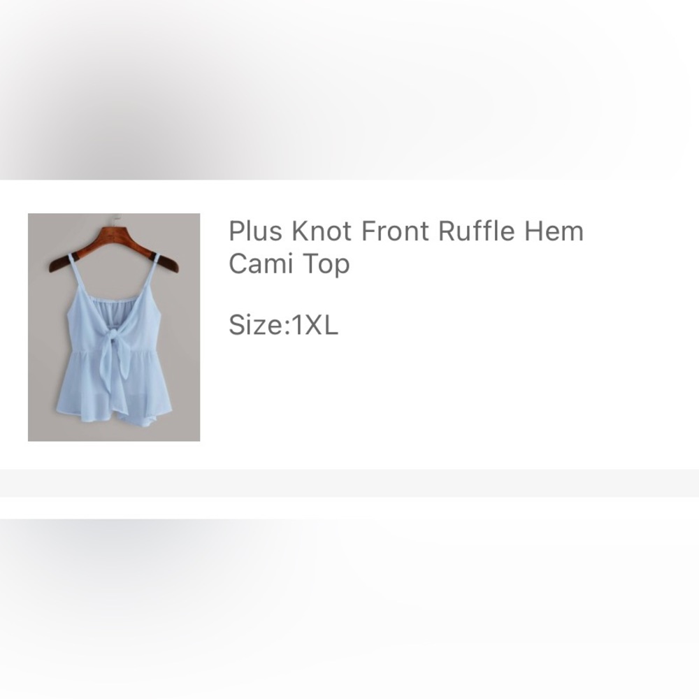Blue, ruffle hem, cami top
